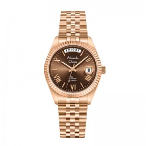 Alexandre Christie AC 5014 Rosegold Brown Lady Day Date LEBRGBO